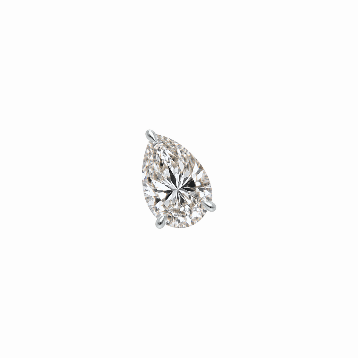 PEAR SOLITAIRE DIAMOND STUD EARRINGS - White Gold - Single 1 CT