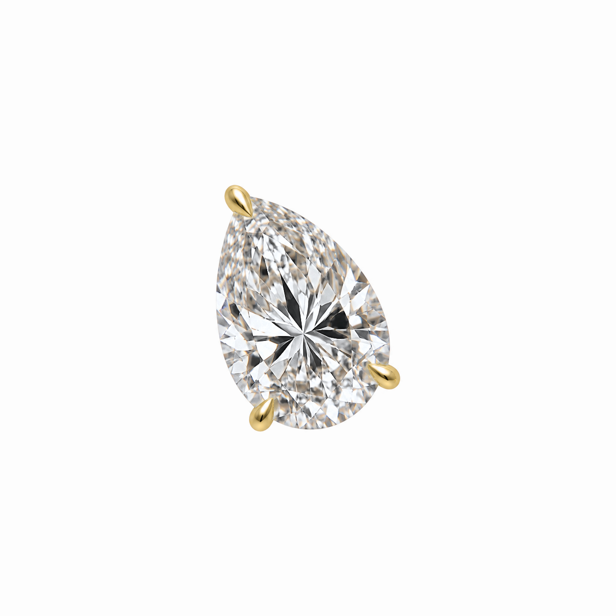 PEAR SOLITAIRE DIAMOND STUD EARRINGS - Yellow Gold - Single 3 CT