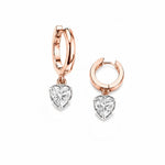 TWO-TONE BOLD BEZEL HEART SHAPE DIAMOND DROP 0.5CT - Rose Gold with White Rhodium Heart