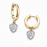 TWO-TONE BOLD BEZEL HEART SHAPE DIAMOND DROP 0.5CT - Yellow Gold with White Rhodium Heart