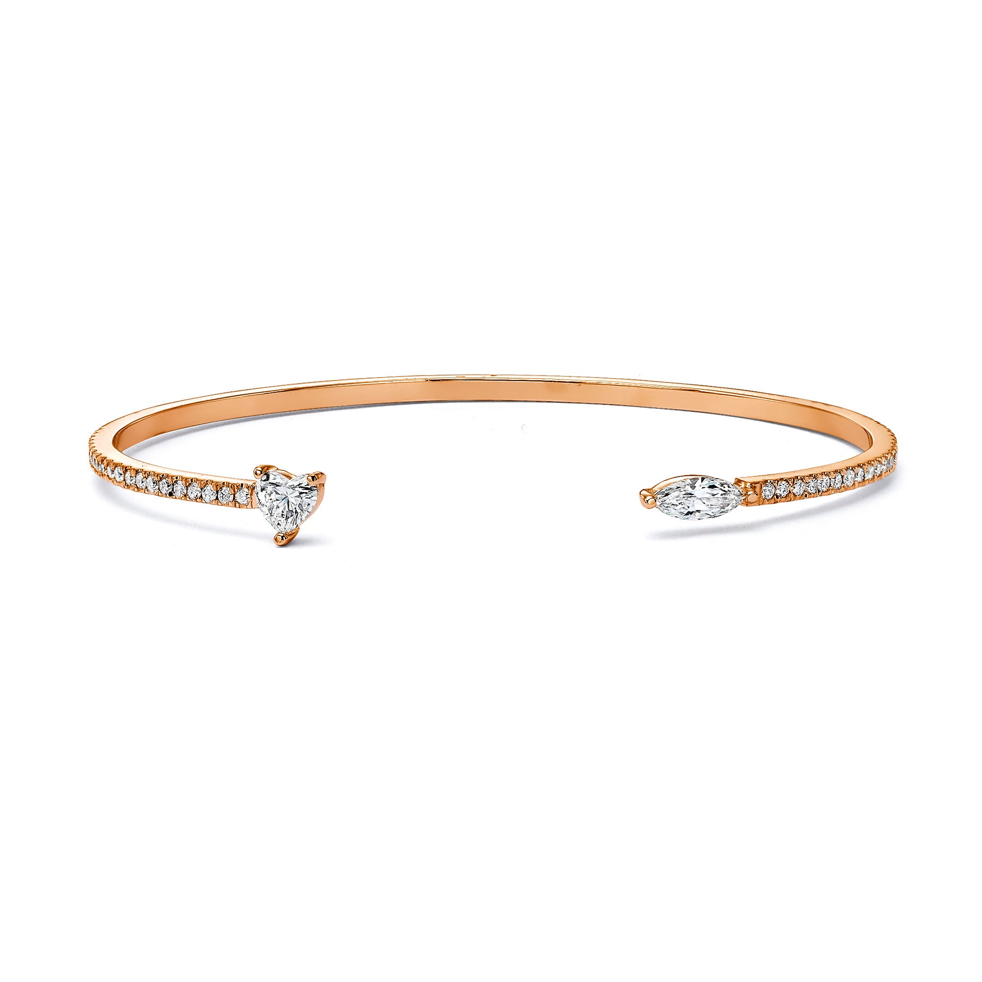 Marquis and heart open bangle
