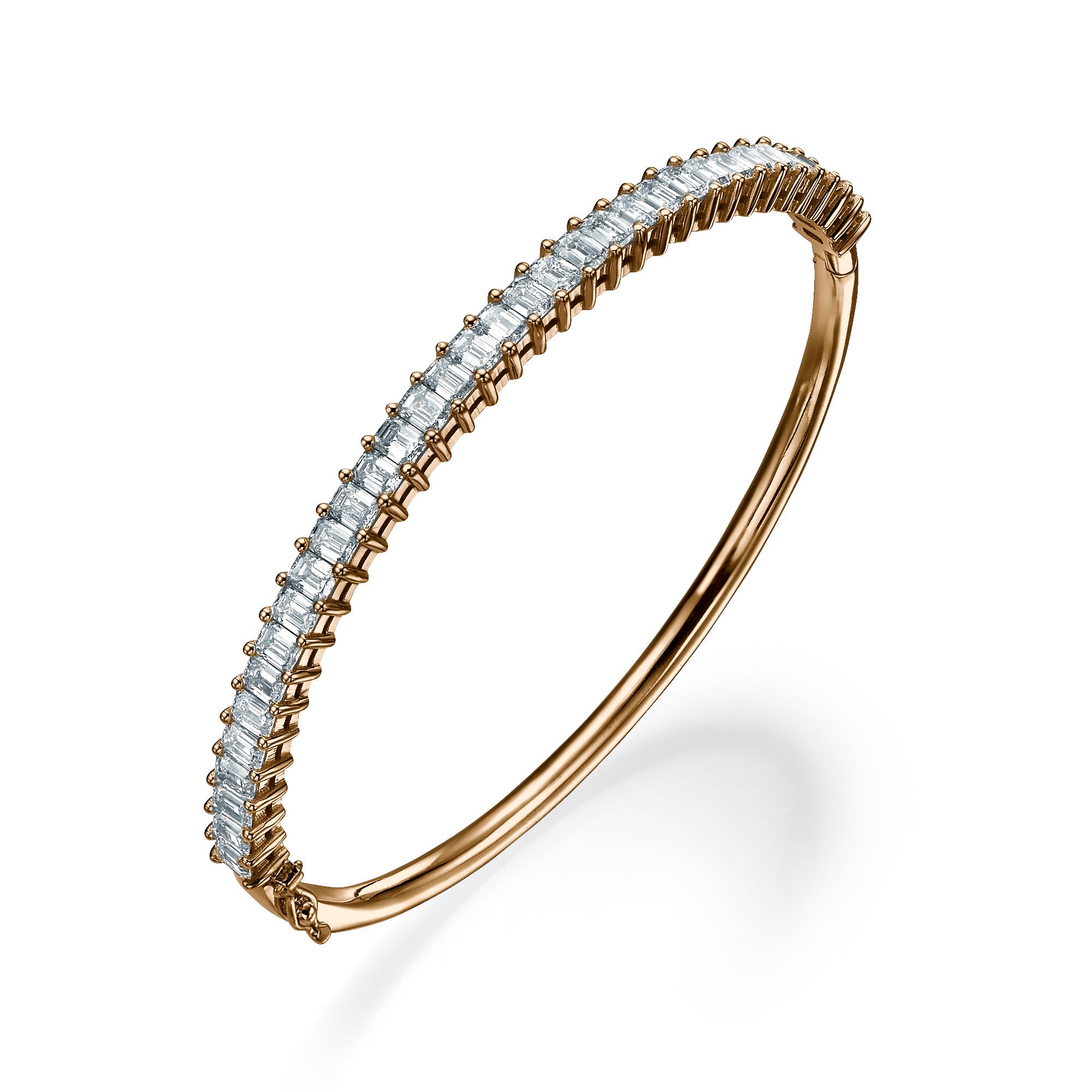 Emerald cut diamond bangle