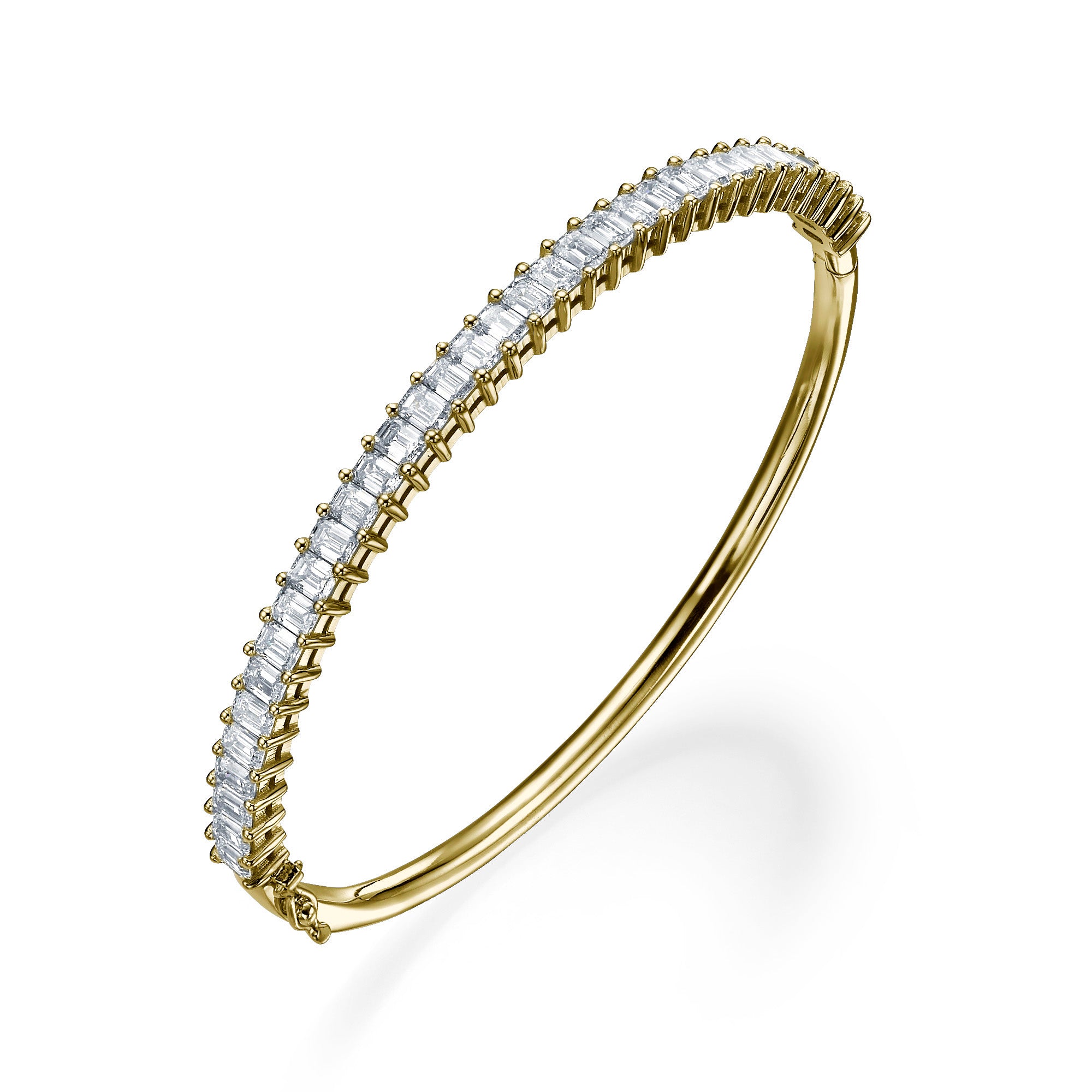 Emerald cut diamond bangle