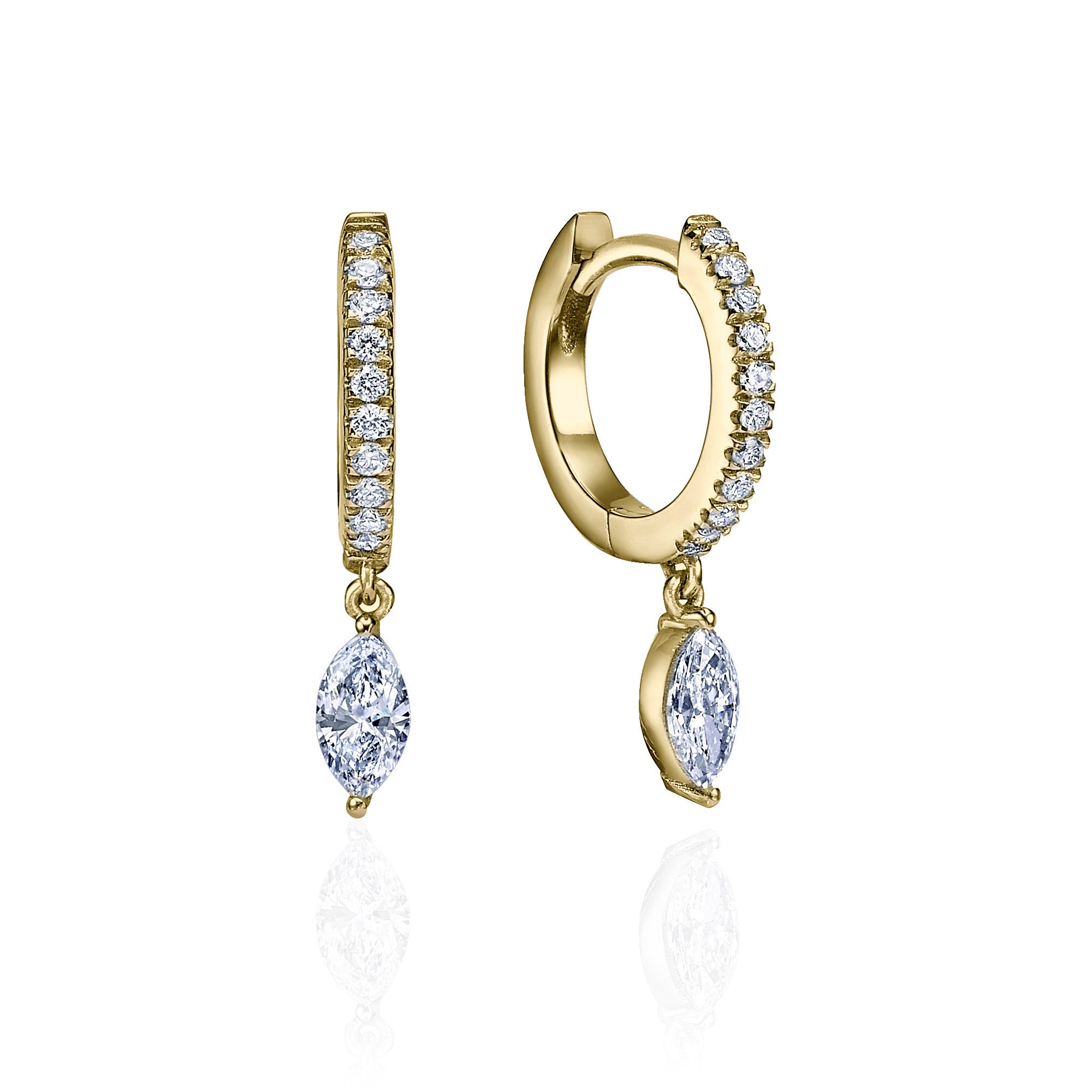 DIAMOND HUGGIES WITH MARQUISE DIAMOND DROP