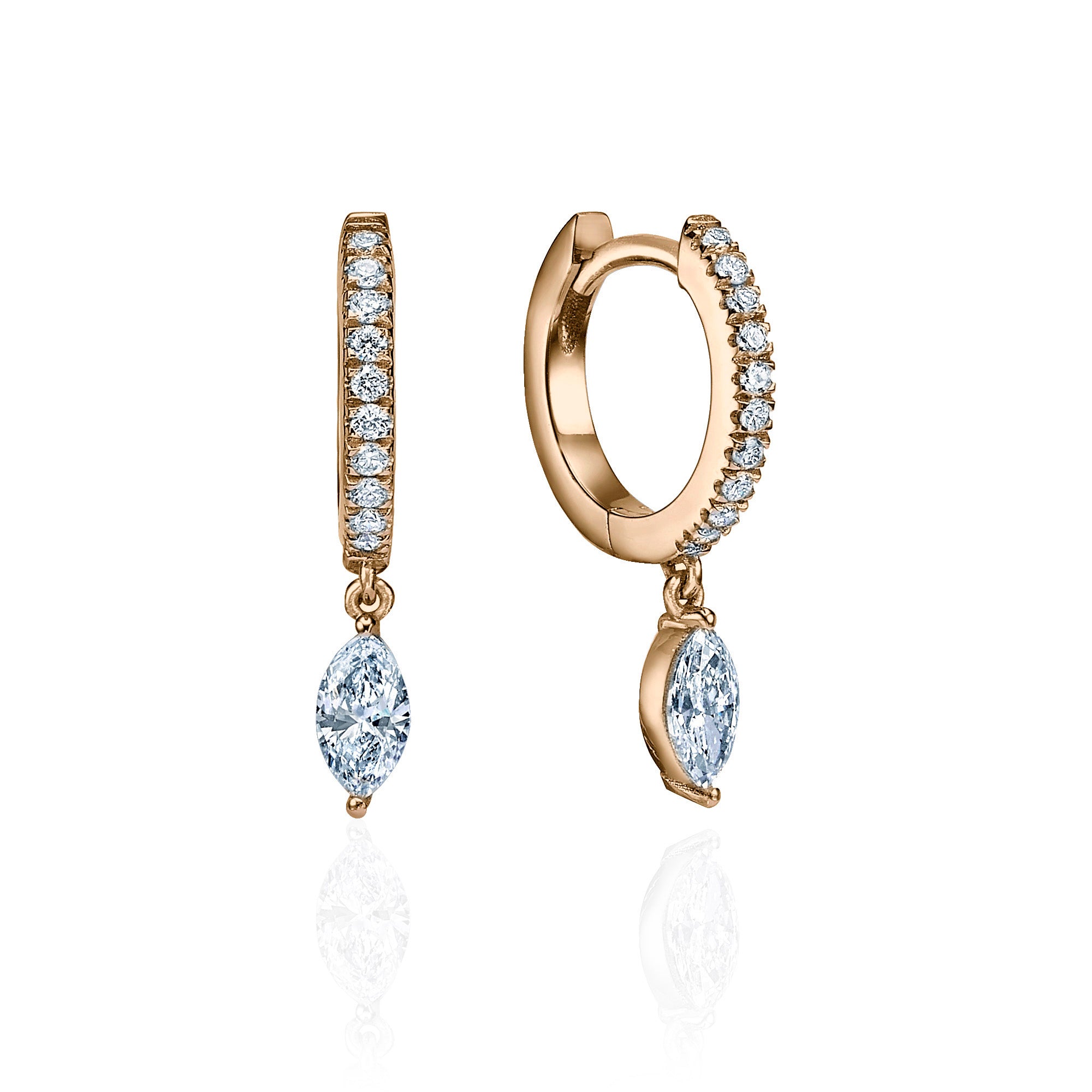 DIAMOND HUGGIES WITH MARQUISE DIAMOND DROP