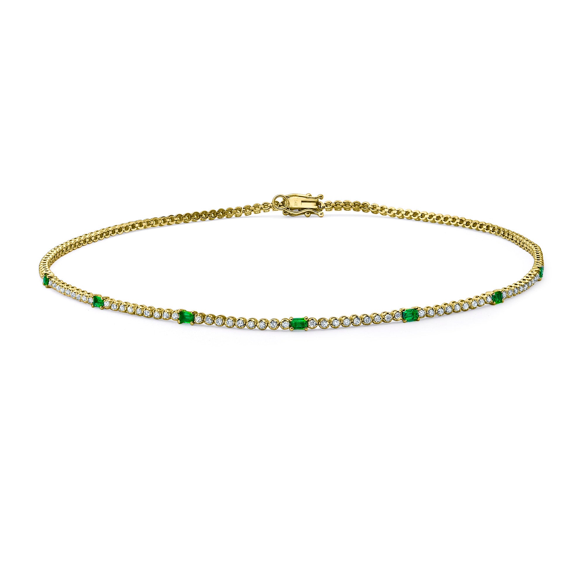 Diamond and emerald tennis choker